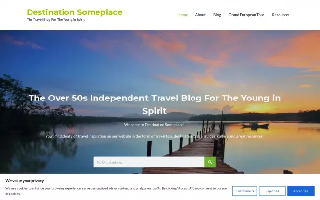 Screenshot of the Destination Someplace Blog