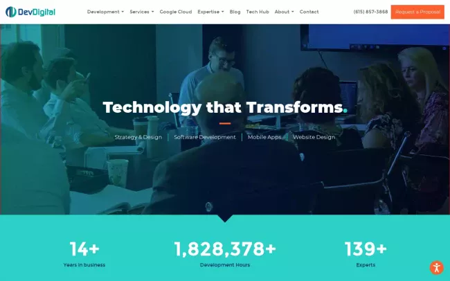 Screenshot of the DevDigital Website