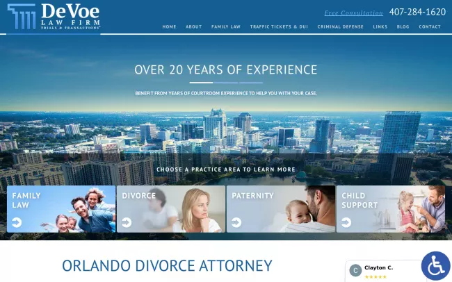 Screenshot of the DeVoe Law Firm Website
