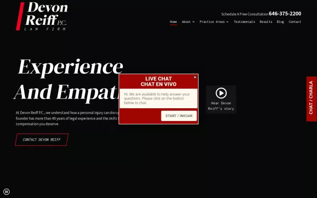 Screenshot of the Devon Reiff P.C. Website