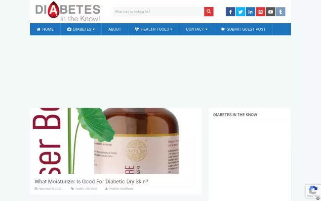 Screenshot of the Diabetes Knowledge Website