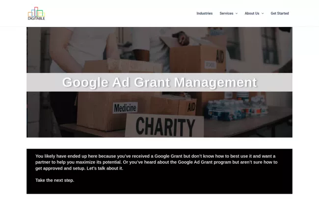 Screenshot of the Digitable Website