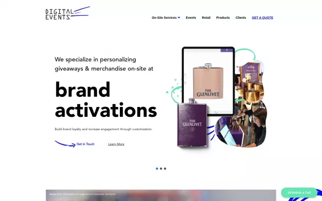 Screenshot of the Digital Events Website