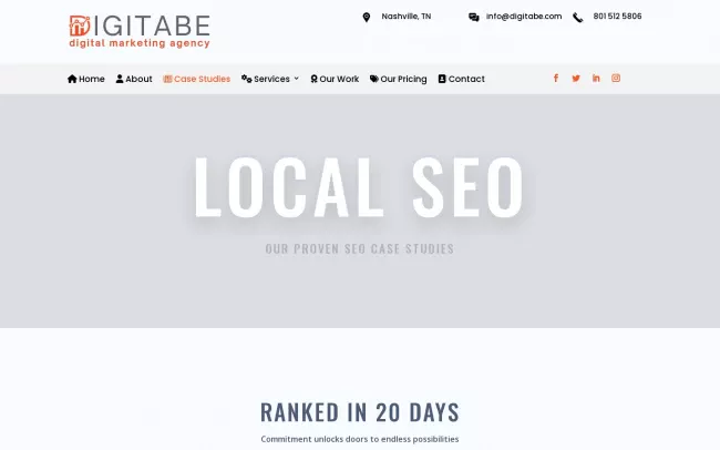 Screenshot of the Digital Marketing Services Website