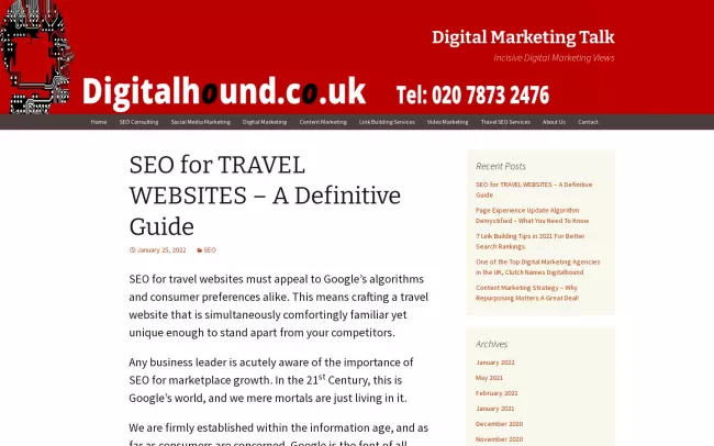 Screenshot of the Digital Marketing Talk Blog