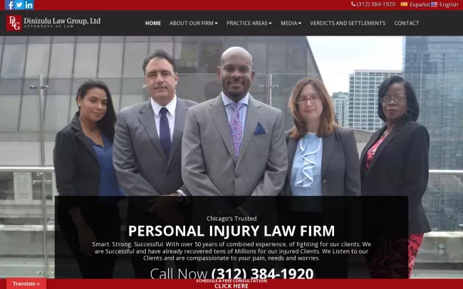 Screenshot of the Dinizulu Law Group Website