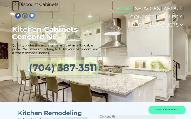 Screenshot of the Discount Cabinets of Concord Website