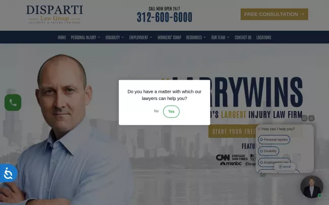 Screenshot of the Disparti Law Group Website