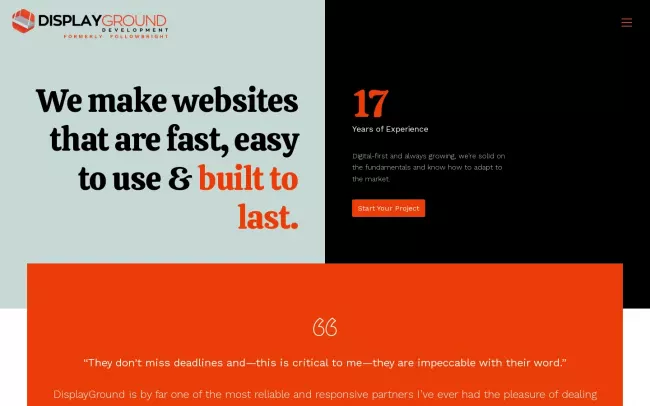 Screenshot of the DisplayGround Development Website