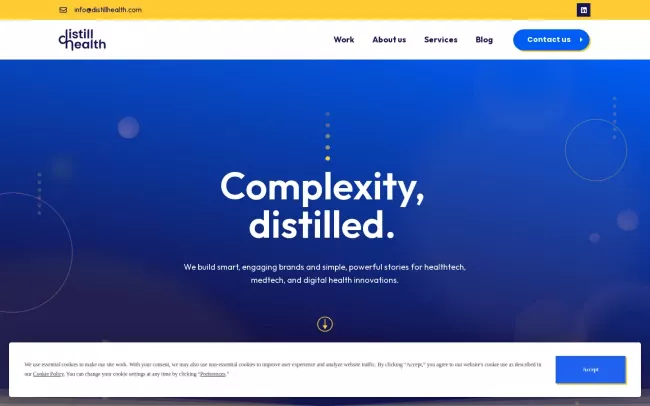 Screenshot of the Distill Health Website