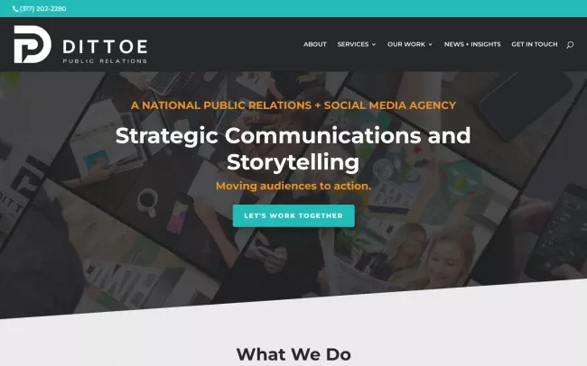 Screenshot of the Dittoe Public Relations Website