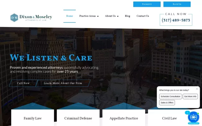 Screenshot of the Dixon & Moseley, P.C. Website