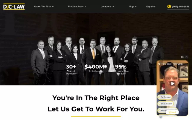 Screenshot of the DJC Law Website