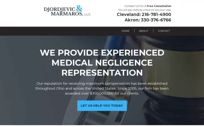 Screenshot of the Djordjevic & Marmaros, LLC Website