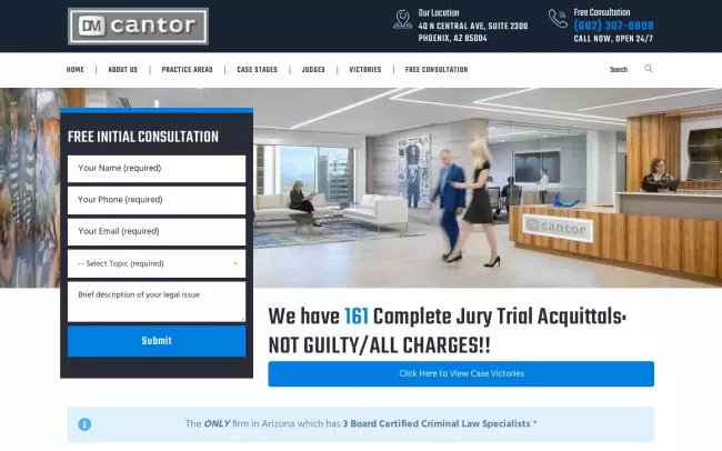 Screenshot of the DM Cantor Website