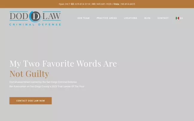 Screenshot of the Dod Law Website