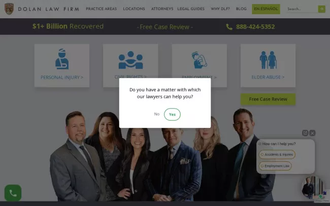 Screenshot of the Dolan Law Firm, PC Personal Injury Lawyers Website