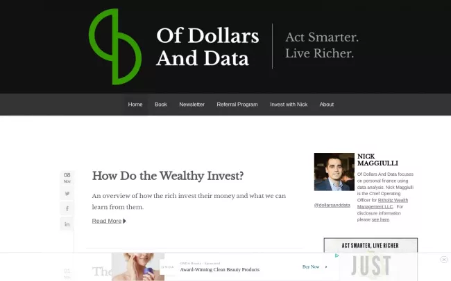 Screenshot of the Of Dollars And Data Blog