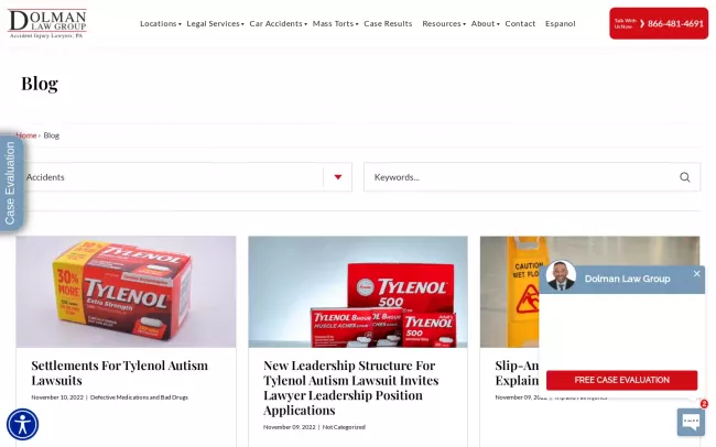 Screenshot of the Dolman Law - Personal Injury Blog