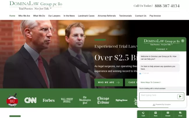 Screenshot of the Domina Law Group pc llo Website