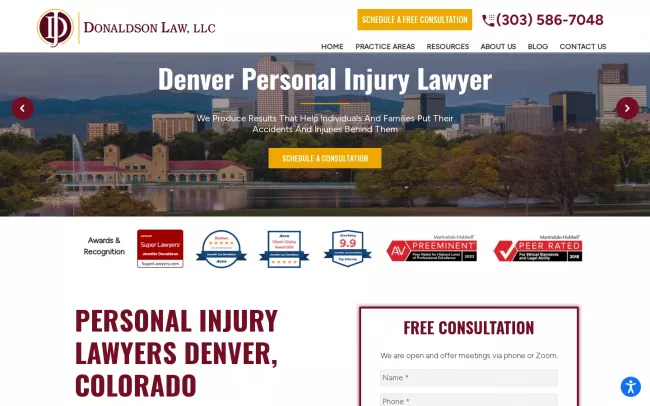 Screenshot of the Donaldson Law, LLC Website