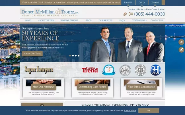 Screenshot of the Donet, McMillan & Trontz, P.A. Website