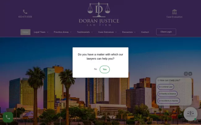 Screenshot of the Doran Justice, PLLC Website