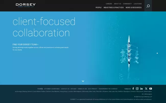 Screenshot of the Dorsey & Whitney LLP Website