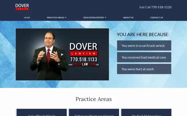 Screenshot of the Dover Law Firm Website