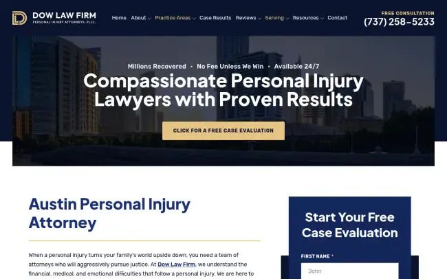 Screenshot of the Dow Law Firm Website