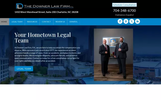 Screenshot of the The Downer Law Firm, P.A. Website
