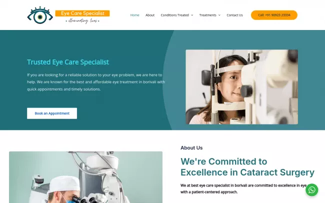 Screenshot of the Dr. Prashant Bhagat - Eye Care Specialist Website