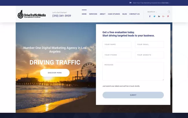 Screenshot of the Drive Traffic Media Website