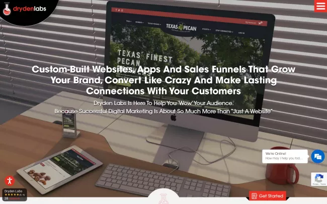 Screenshot of the Dryden Labs Website