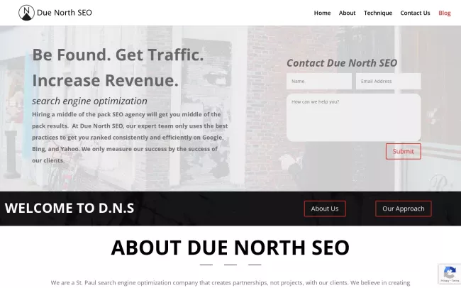 Screenshot of the Due North SEO Website