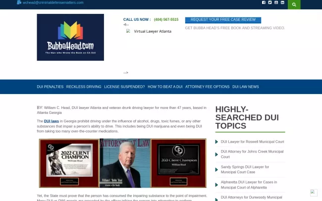 Screenshot of the William C. Head, PC Website