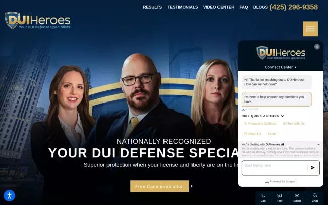 Screenshot of the DUI Heroes Website