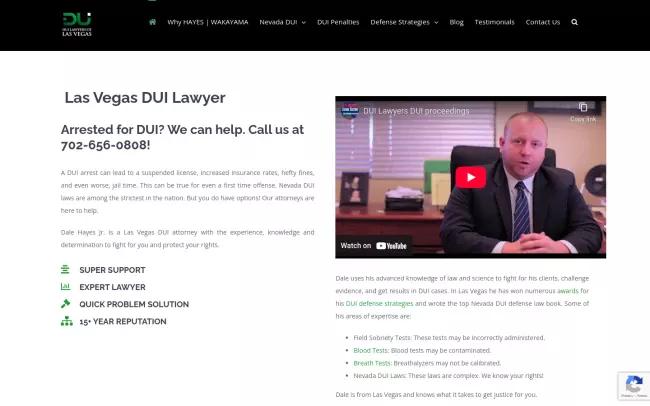 Screenshot of the DUI Lawyers of Las Vegas Website