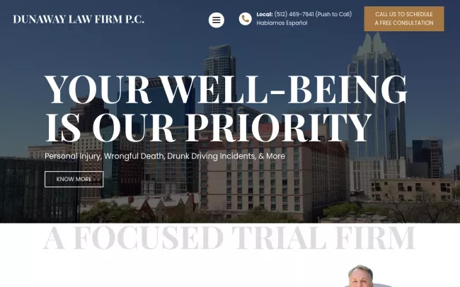 Screenshot of the Dunaway Law Firm, P.C. Website