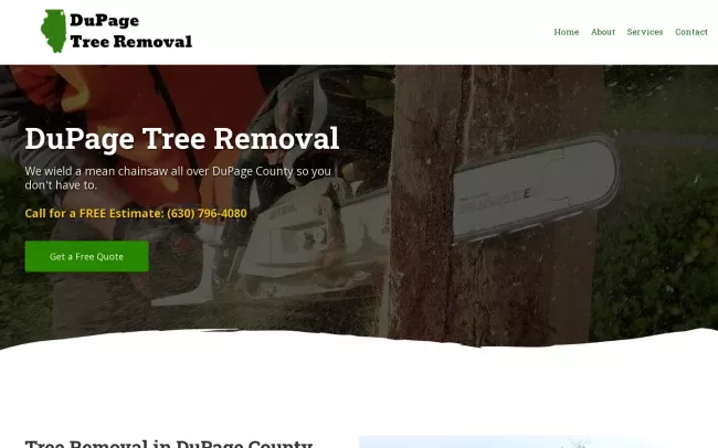 Screenshot of the DuPage Tree Removal Website