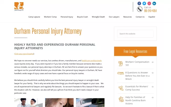 Screenshot of the Johnson & Groninger PLLC Website