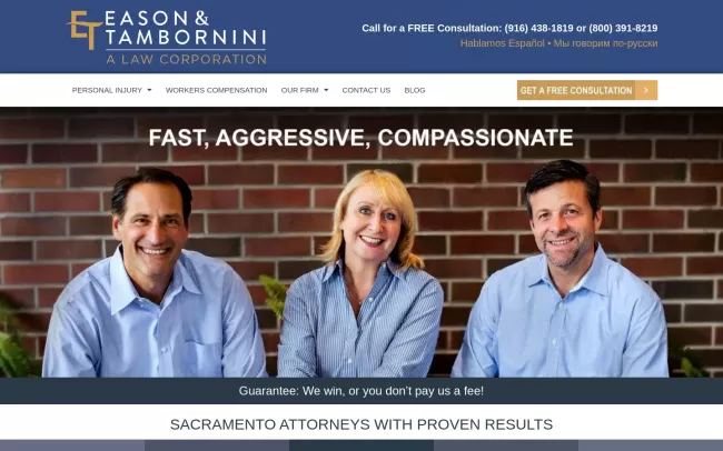 Screenshot of the Eason & Tambornini, A Law Corporation Website