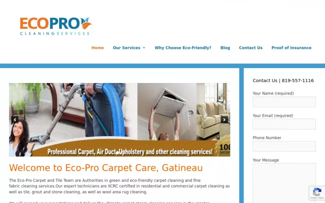 Screenshot of the Eco-Pro Website