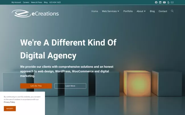 Screenshot of the eCreations Website