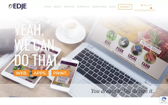 Screenshot of the EDJE Website