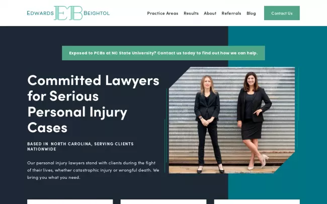 Screenshot of the Edwards Beightol, LLC Website