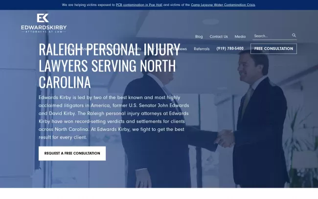 Screenshot of the Edwards Kirby, LLP - Personal Injury Lawyers Website