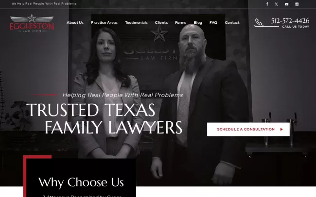 Screenshot of the The Eggleston Law Firm, PC Website