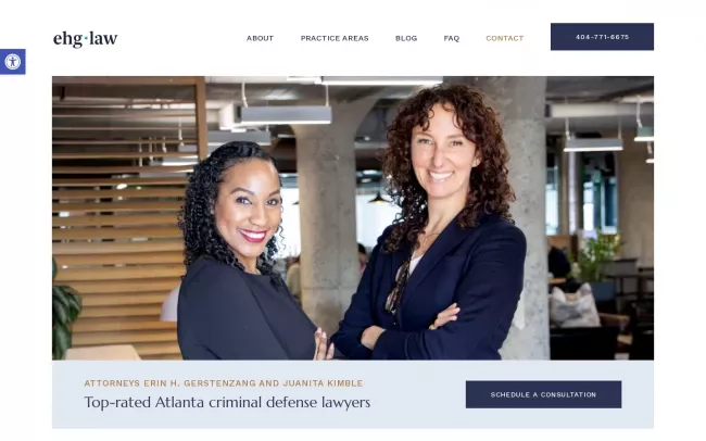 Screenshot of the EHG Law Firm Website