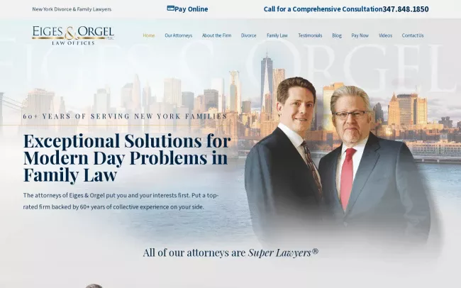 Screenshot of the Eiges & Orgel, PLLC Website